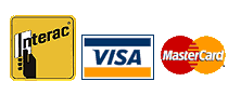We accept Interac, VISA &amp; MasterCard